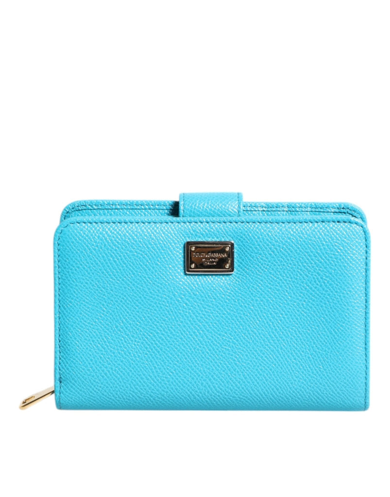Dolce & Gabbana Light Blue Leather Bifold Continental Clutch Wallet - Beyzy Store - Dolce & Gabbana