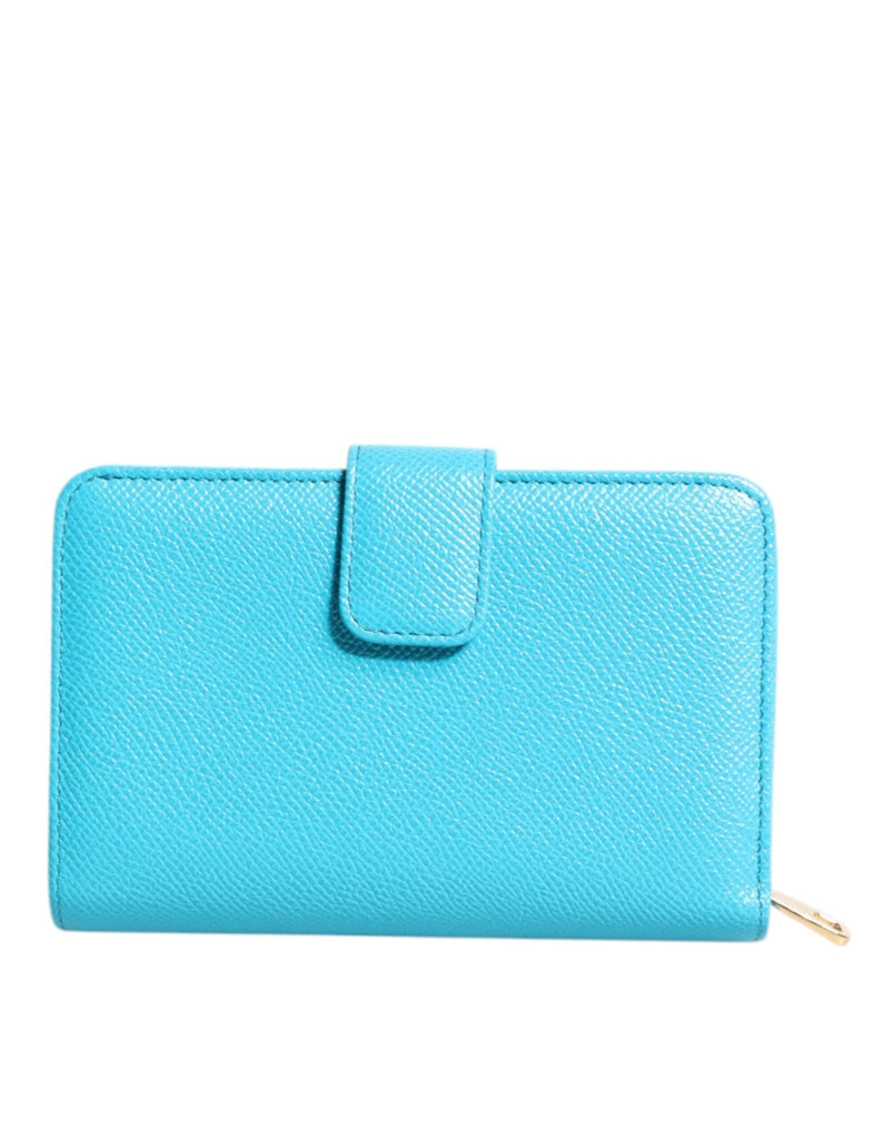 Dolce & Gabbana Light Blue Leather Bifold Continental Clutch Wallet - Beyzy Store - Dolce & Gabbana