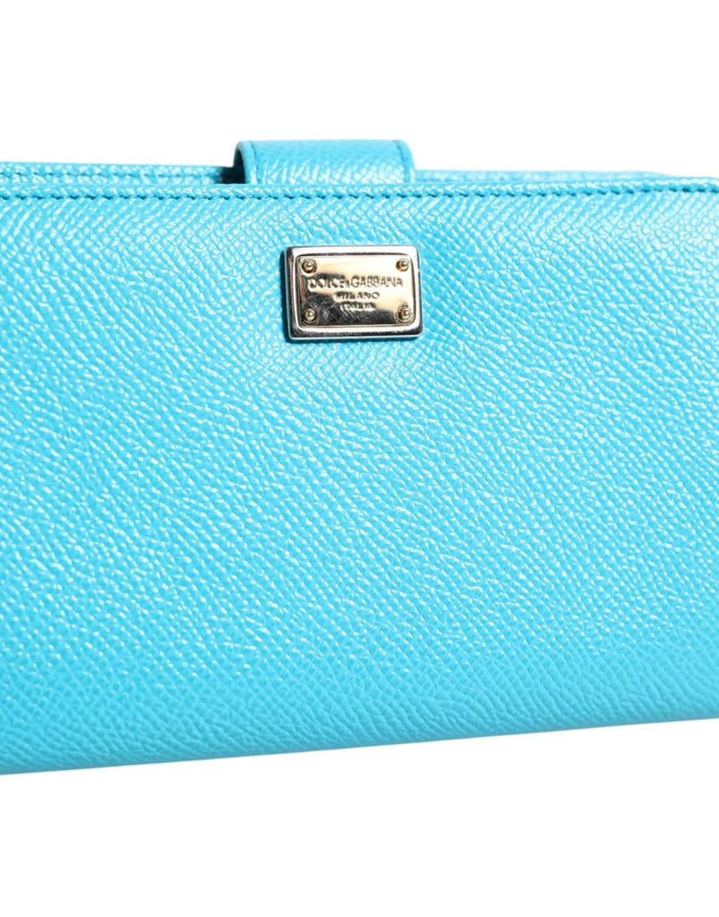 Dolce & Gabbana Light Blue Leather Bifold Continental Clutch Wallet - Beyzy Store - Dolce & Gabbana