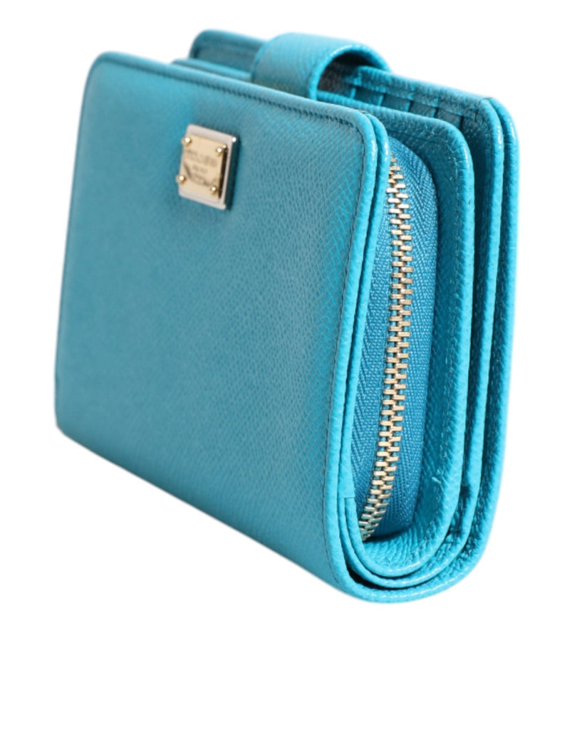 Dolce & Gabbana Light Blue Leather Bifold Continental Clutch Wallet - Beyzy Store - Dolce & Gabbana