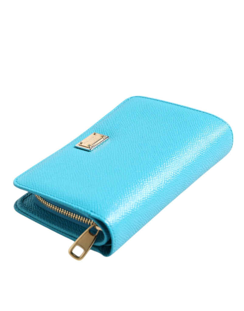 Dolce & Gabbana Light Blue Leather Bifold Continental Clutch Wallet - Beyzy Store - Dolce & Gabbana
