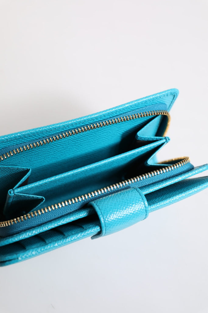 Dolce & Gabbana Light Blue Leather Bifold Continental Clutch Wallet - Beyzy Store - Dolce & Gabbana