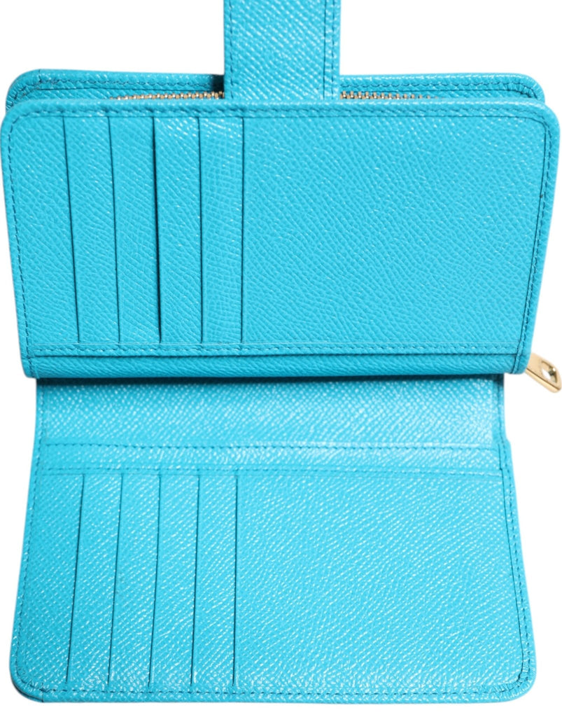 Dolce & Gabbana Light Blue Leather Bifold Continental Clutch Wallet - Beyzy Store - Dolce & Gabbana