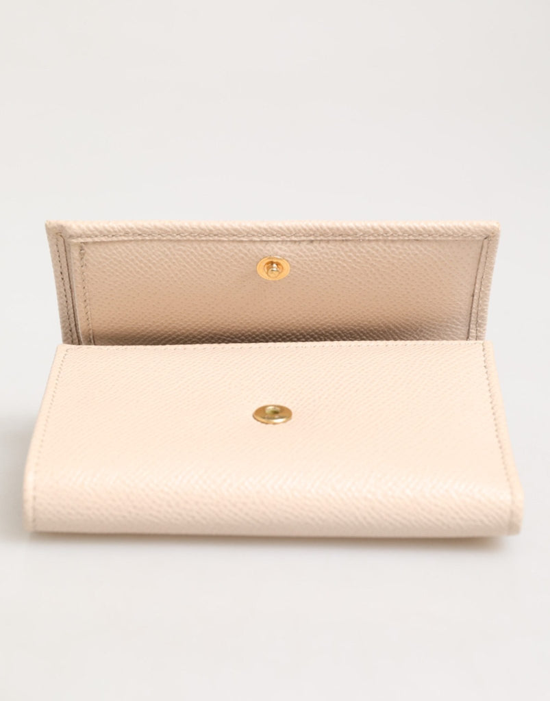 Dolce & Gabbana Light Pink Calf Leather DG Logo French Flap Wallet - Beyzy Store - Dolce & Gabbana