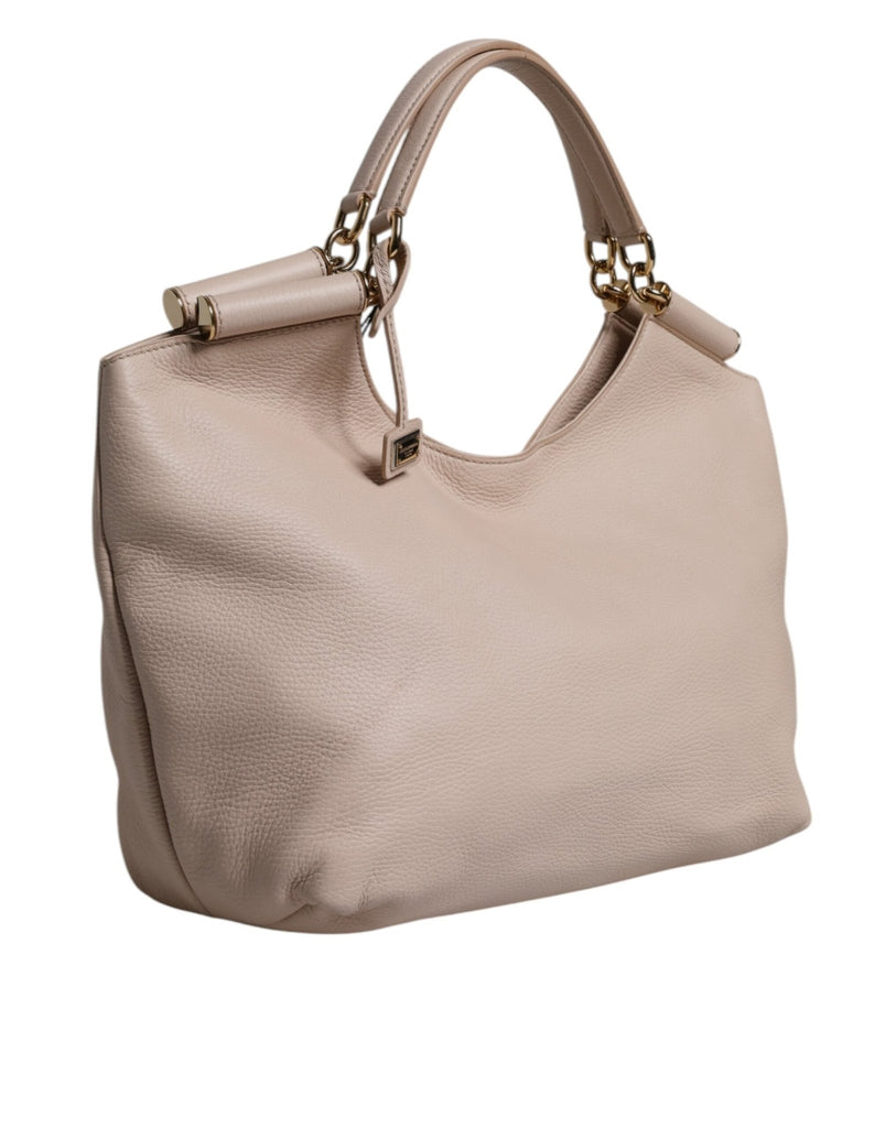 Dolce & Gabbana Light Pink Deer Leather Logo Plaque Tote Top Handle Bag - Beyzy Store - Dolce & Gabbana