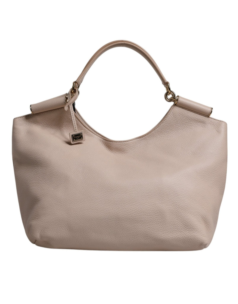 Dolce & Gabbana Light Pink Deer Leather Logo Plaque Tote Top Handle Bag - Beyzy Store - Dolce & Gabbana