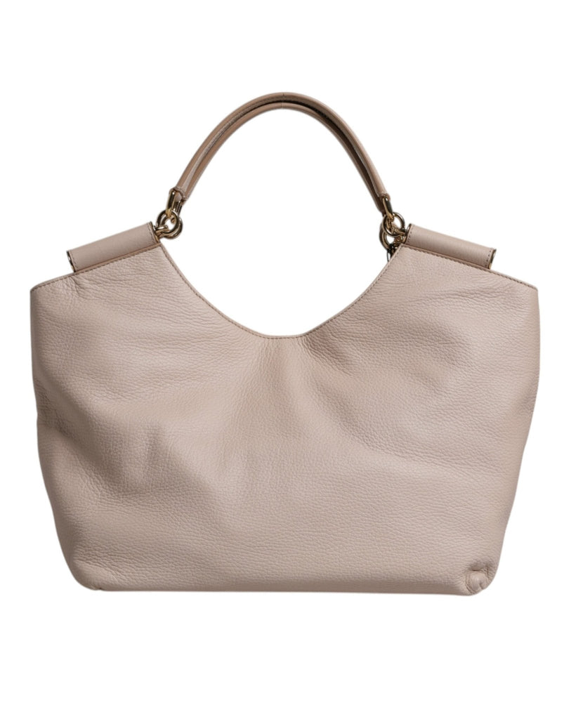 Dolce & Gabbana Light Pink Deer Leather Logo Plaque Tote Top Handle Bag - Beyzy Store - Dolce & Gabbana