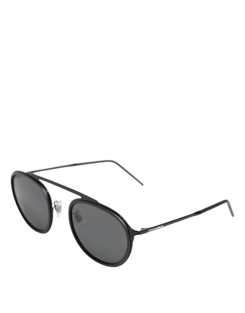 Dolce & Gabbana Matte Black DG2276 Metal Rim Round Shades Sunglasses - Beyzy Store - Dolce & Gabbana