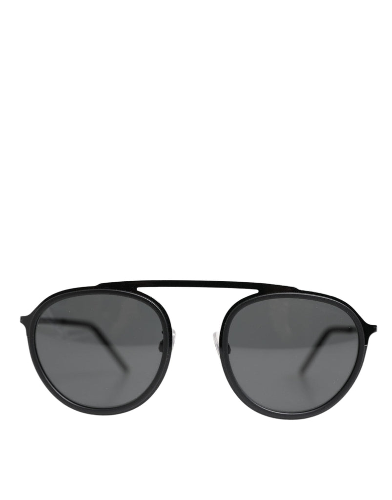 Dolce & Gabbana Matte Black DG2276 Metal Rim Round Shades Sunglasses - Beyzy Store - Dolce & Gabbana