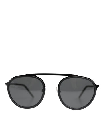 Dolce & Gabbana Matte Black DG2276 Metal Rim Round Shades Sunglasses - Beyzy Store - Dolce & Gabbana