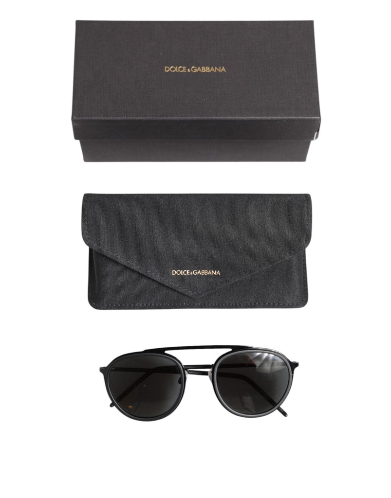 Dolce & Gabbana Matte Black DG2276 Metal Rim Round Shades Sunglasses - Beyzy Store - Dolce & Gabbana