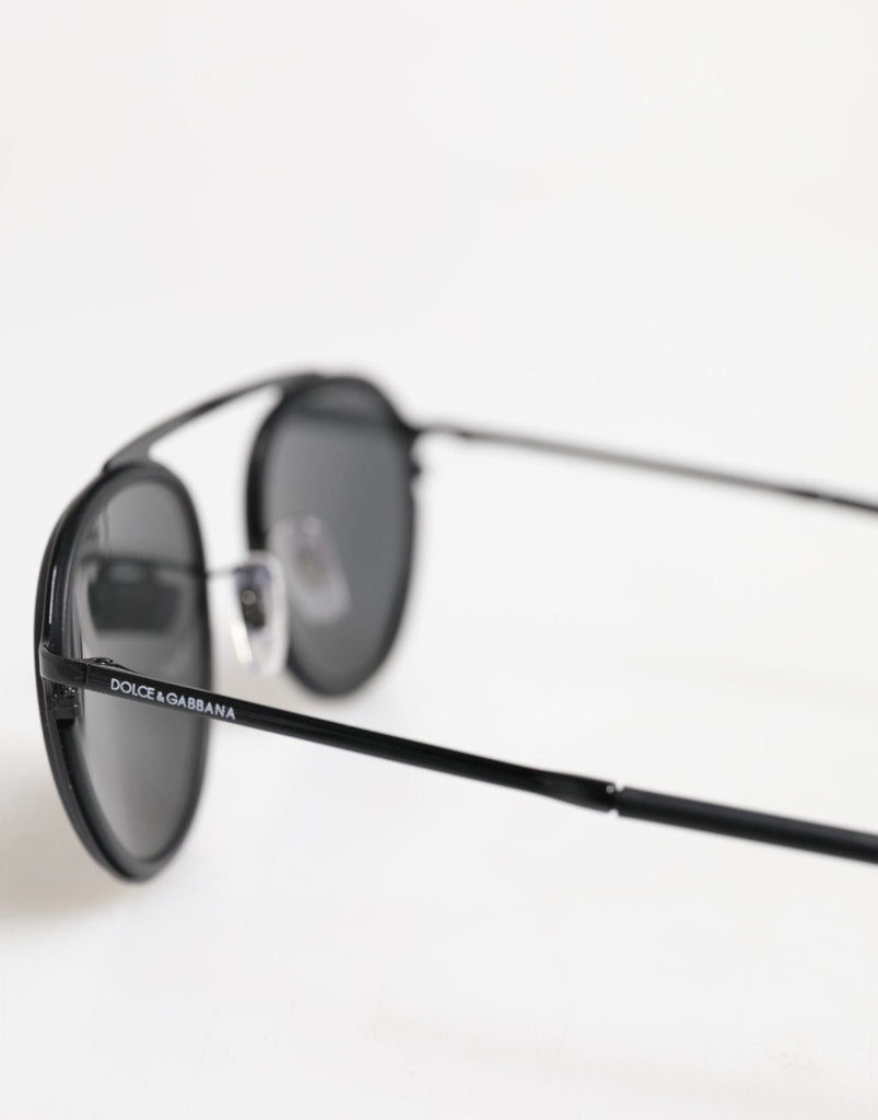 Dolce & Gabbana Matte Black DG2276 Metal Rim Round Shades Sunglasses - Beyzy Store - Dolce & Gabbana