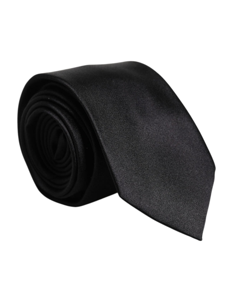Dolce & Gabbana Men Black Solid Silk Adjustable Necktie Accessory Tie - Beyzy Store - Dolce & Gabbana