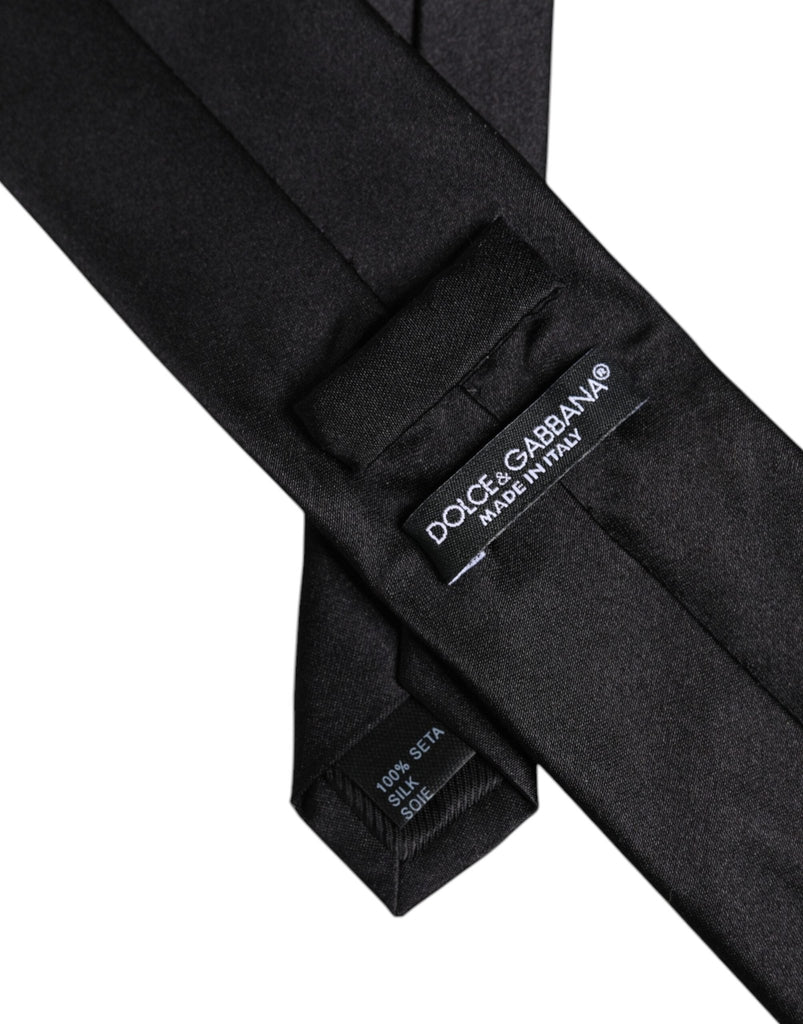 Dolce & Gabbana Men Black Solid Silk Adjustable Necktie Accessory Tie - Beyzy Store - Dolce & Gabbana