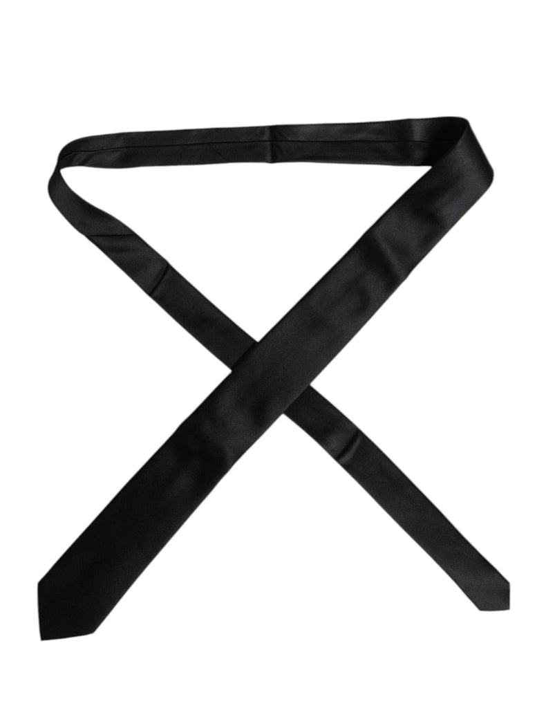 Dolce & Gabbana Men Black Solid Silk Adjustable Necktie Accessory Tie - Beyzy Store - Dolce & Gabbana