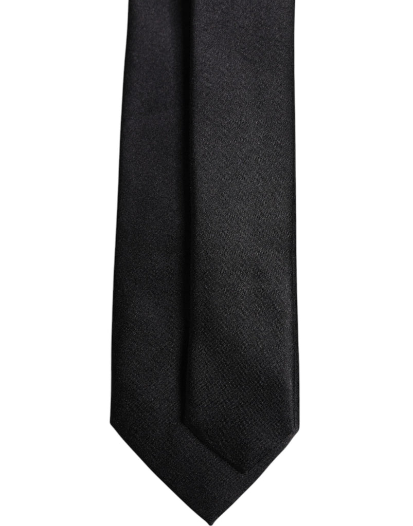Dolce & Gabbana Men Black Solid Silk Adjustable Necktie Accessory Tie - Beyzy Store - Dolce & Gabbana