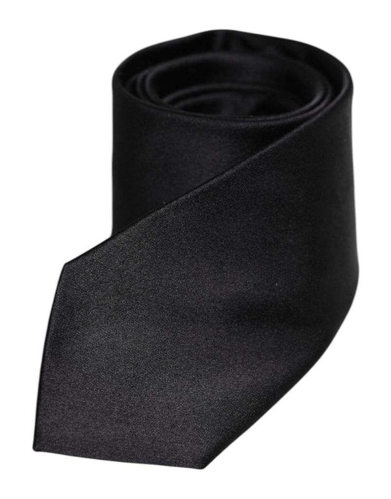 Dolce & Gabbana Men Black Solid Silk Adjustable Necktie Accessory Tie - Beyzy Store - Dolce & Gabbana