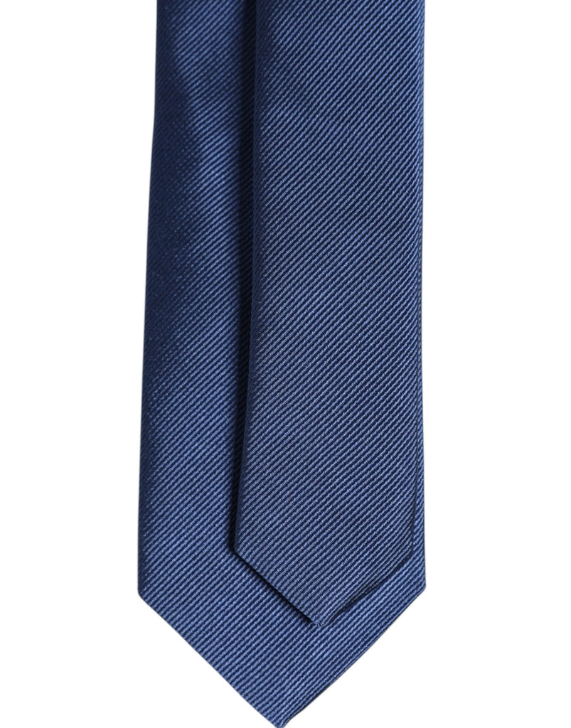 Dolce & Gabbana Men Blue Solid Silk Adjustable Necktie Accessory Tie - Beyzy Store - Dolce & Gabbana