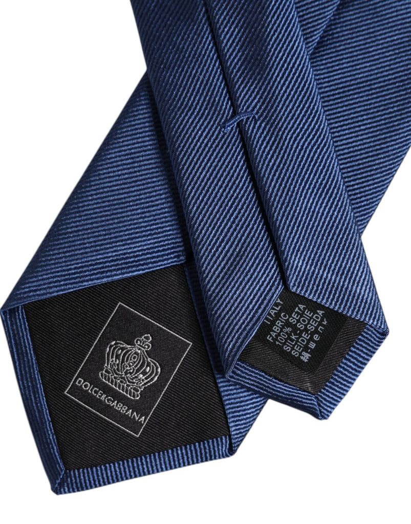 Dolce & Gabbana Men Blue Solid Silk Adjustable Necktie Accessory Tie - Beyzy Store - Dolce & Gabbana