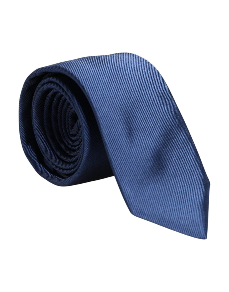 Dolce & Gabbana Men Blue Solid Silk Adjustable Necktie Accessory Tie - Beyzy Store - Dolce & Gabbana