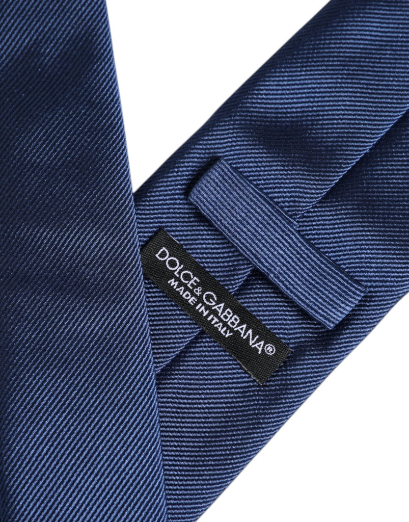 Dolce & Gabbana Men Blue Solid Silk Adjustable Necktie Accessory Tie - Beyzy Store - Dolce & Gabbana