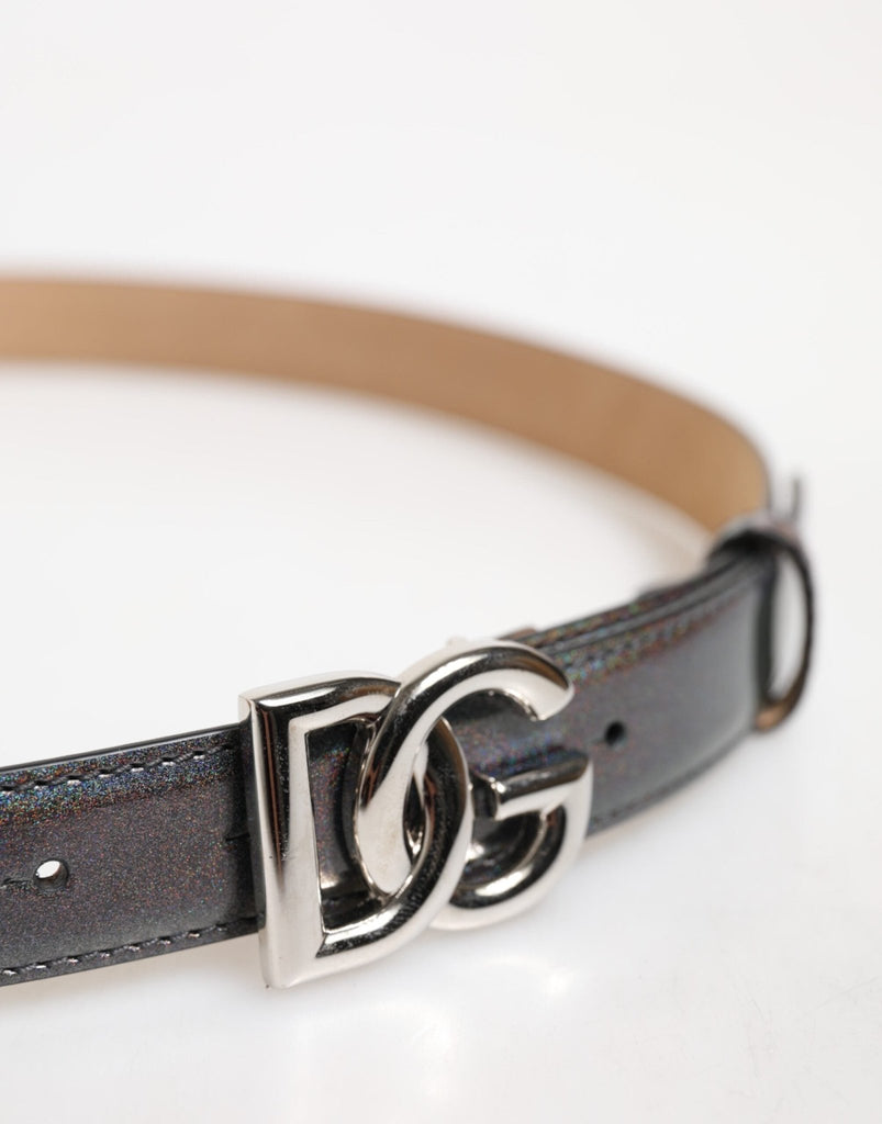 Dolce & Gabbana Metallic Leather Silver Tone Logo Buckle Belt - Beyzy Store - Dolce & Gabbana