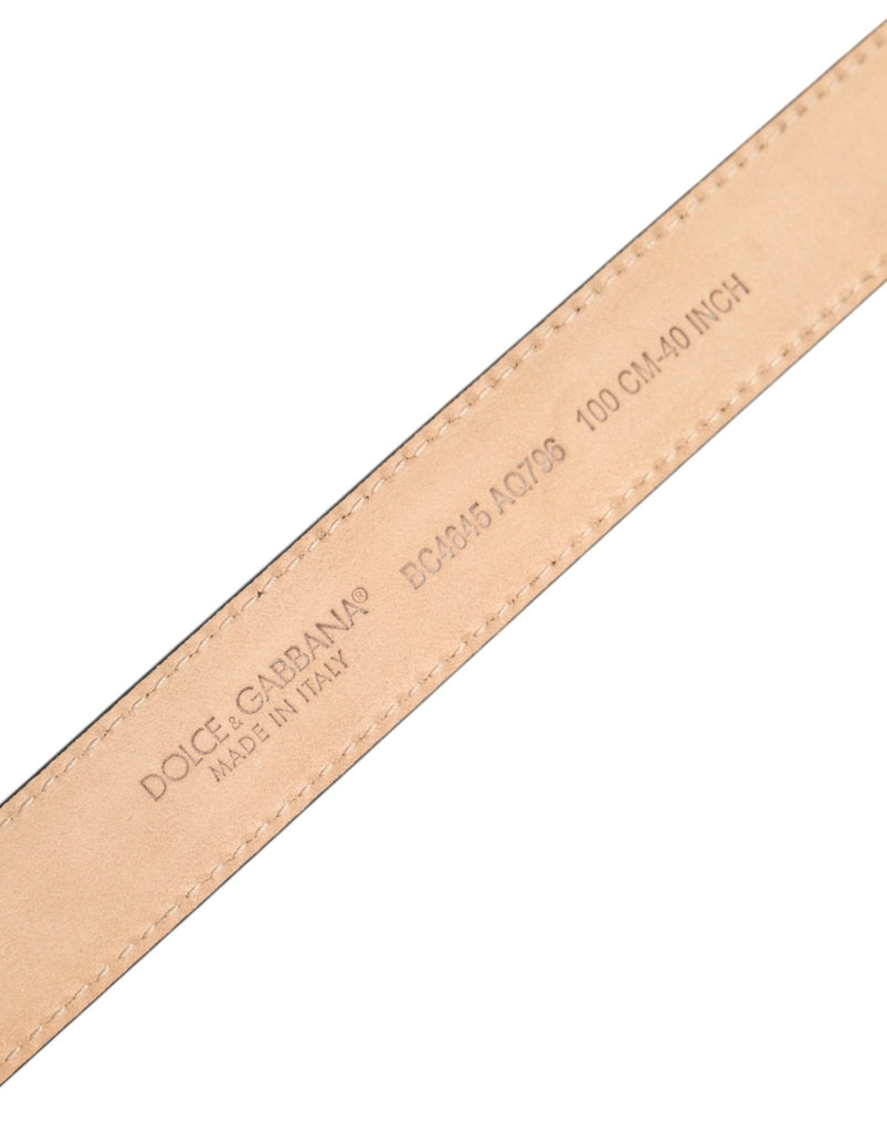 Dolce & Gabbana Metallic Leather Silver Tone Logo Buckle Belt - Beyzy Store - Dolce & Gabbana