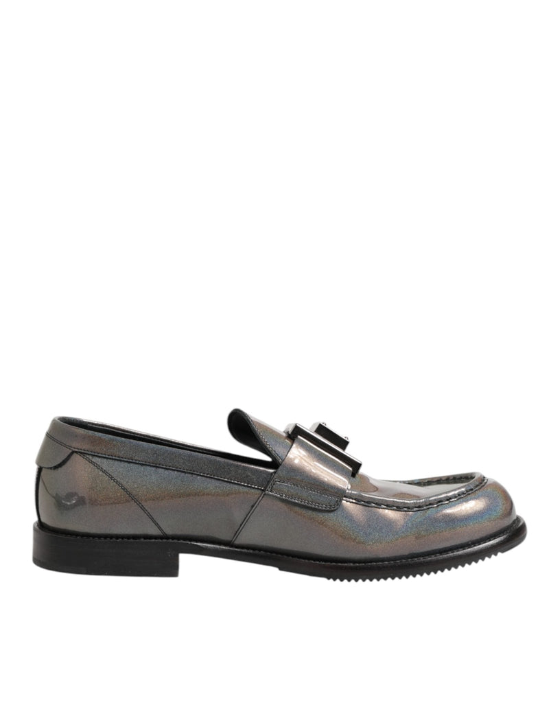 Dolce & Gabbana Metallic Silver Logo Slip On Men Dress Shoes - Beyzy Store - Dolce & Gabbana