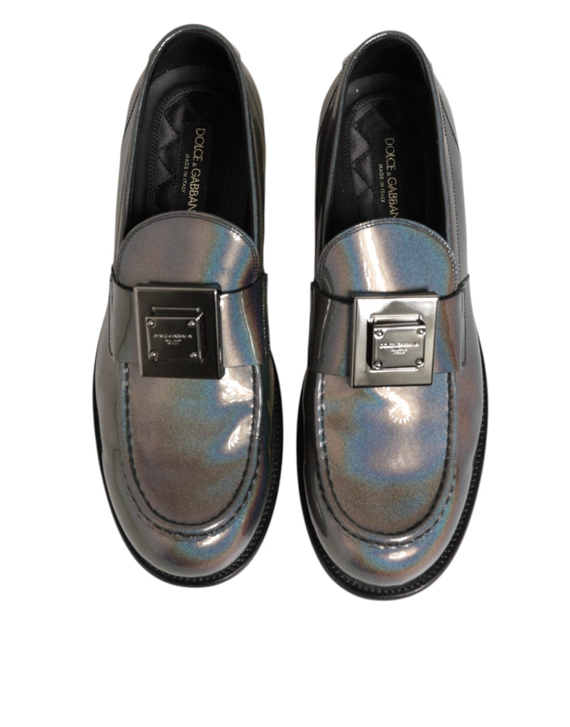 Dolce & Gabbana Metallic Silver Logo Slip On Men Dress Shoes - Beyzy Store - Dolce & Gabbana