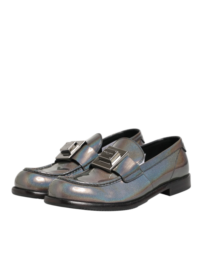 Dolce & Gabbana Metallic Silver Logo Slip On Men Dress Shoes - Beyzy Store - Dolce & Gabbana