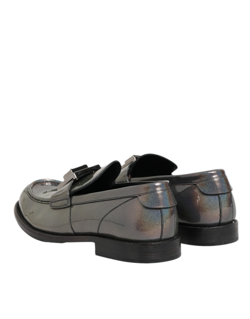 Dolce & Gabbana Metallic Silver Logo Slip On Men Dress Shoes - Beyzy Store - Dolce & Gabbana