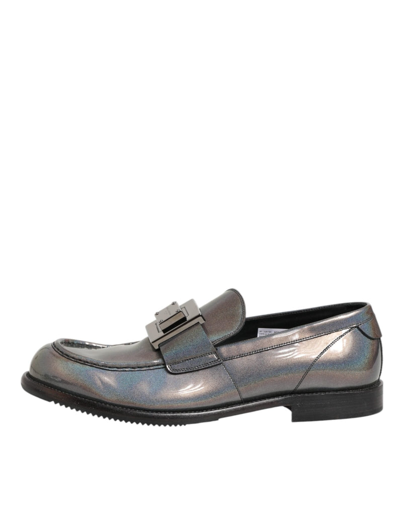 Dolce & Gabbana Metallic Silver Logo Slip On Men Dress Shoes - Beyzy Store - Dolce & Gabbana