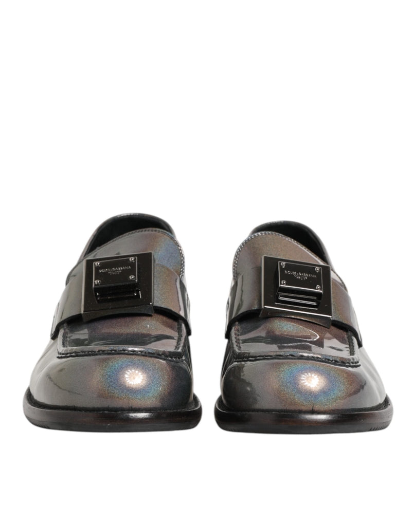 Dolce & Gabbana Metallic Silver Logo Slip On Men Dress Shoes - Beyzy Store - Dolce & Gabbana