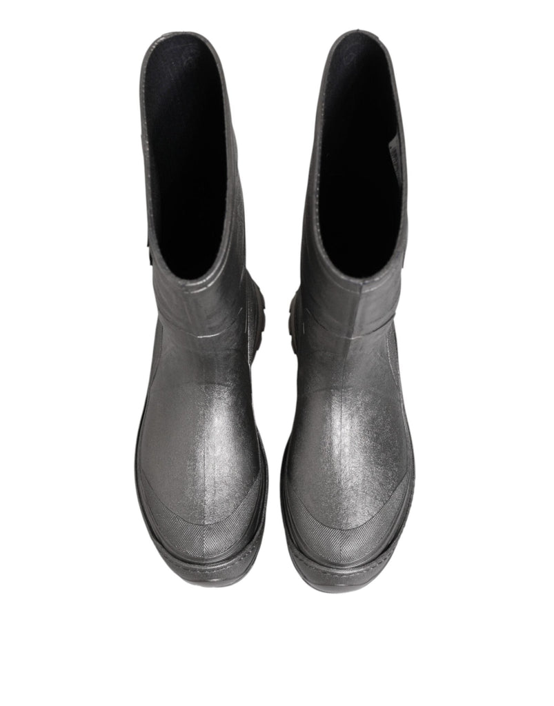 Dolce & Gabbana Metallic Silver Pull On Rain Boots Shoes - Beyzy Store - Dolce & Gabbana