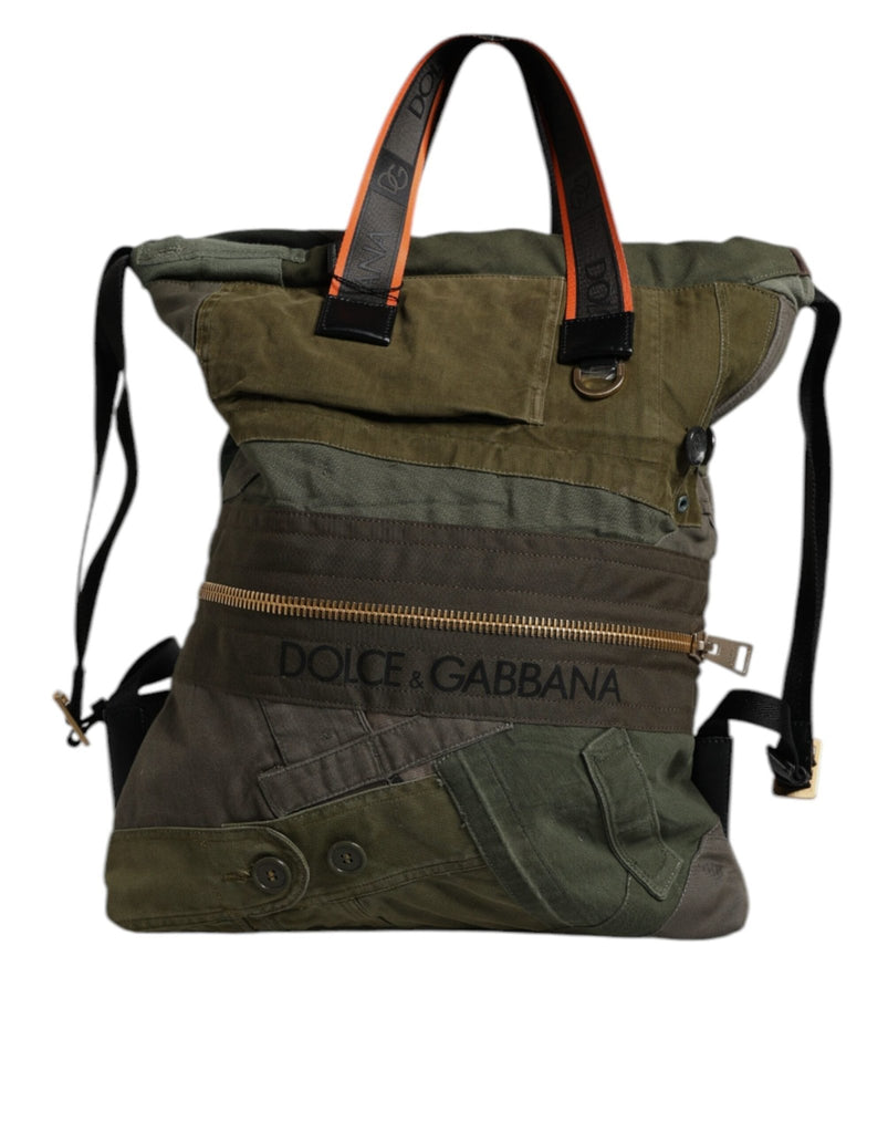 Dolce & Gabbana Military Green Patchwork Rucksack Backpack Bag - Beyzy Store - Dolce & Gabbana