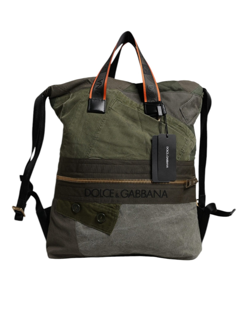 Dolce & Gabbana Military Green Patchwork Rucksack Backpack Bag - Beyzy Store - Dolce & Gabbana
