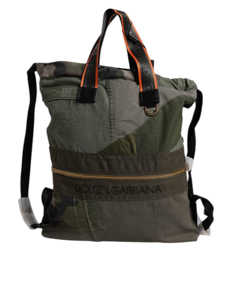 Dolce & Gabbana Military Green Patchwork Rucksack Backpack Bag - Beyzy Store - Dolce & Gabbana