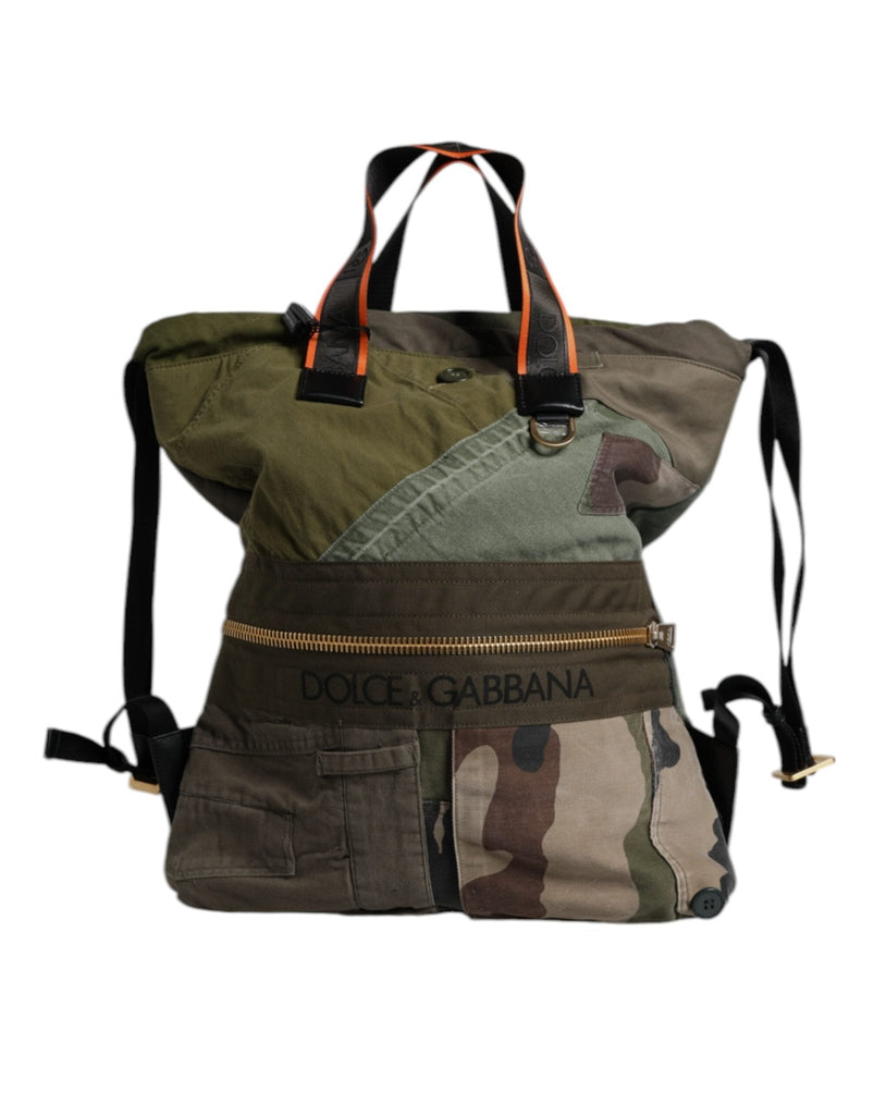 Dolce & Gabbana Military Green Patchwork Rucksack Backpack Bag - Beyzy Store - Dolce & Gabbana