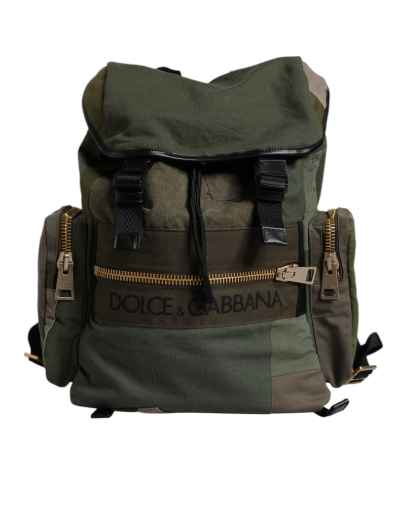 Dolce & Gabbana Military Green Patchwork School Backpack Bag - Beyzy Store - Dolce & Gabbana