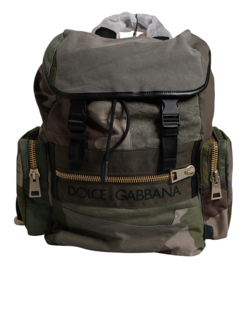 Dolce & Gabbana Military Green Patchwork School Backpack Bag - Beyzy Store - Dolce & Gabbana