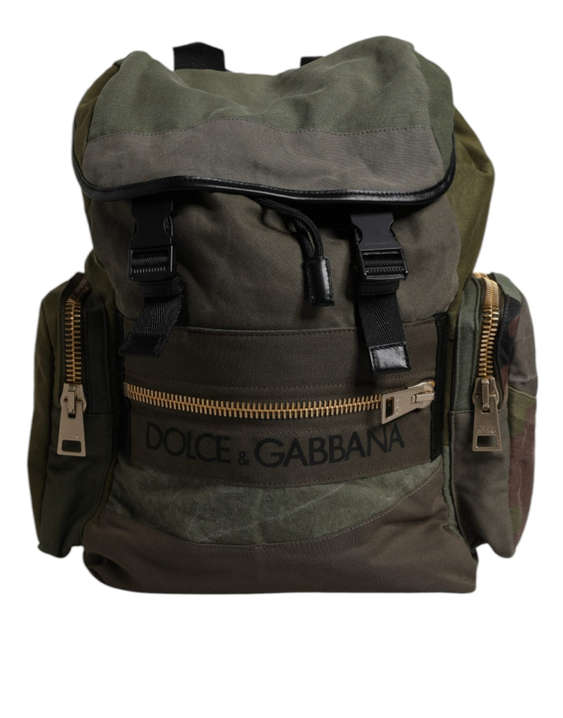 Dolce & Gabbana Military Green Patchwork School Backpack Bag - Beyzy Store - Dolce & Gabbana