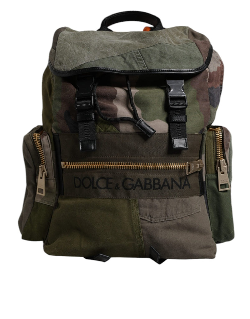 Dolce & Gabbana Military Green Patchwork School Backpack Bag - Beyzy Store - Dolce & Gabbana