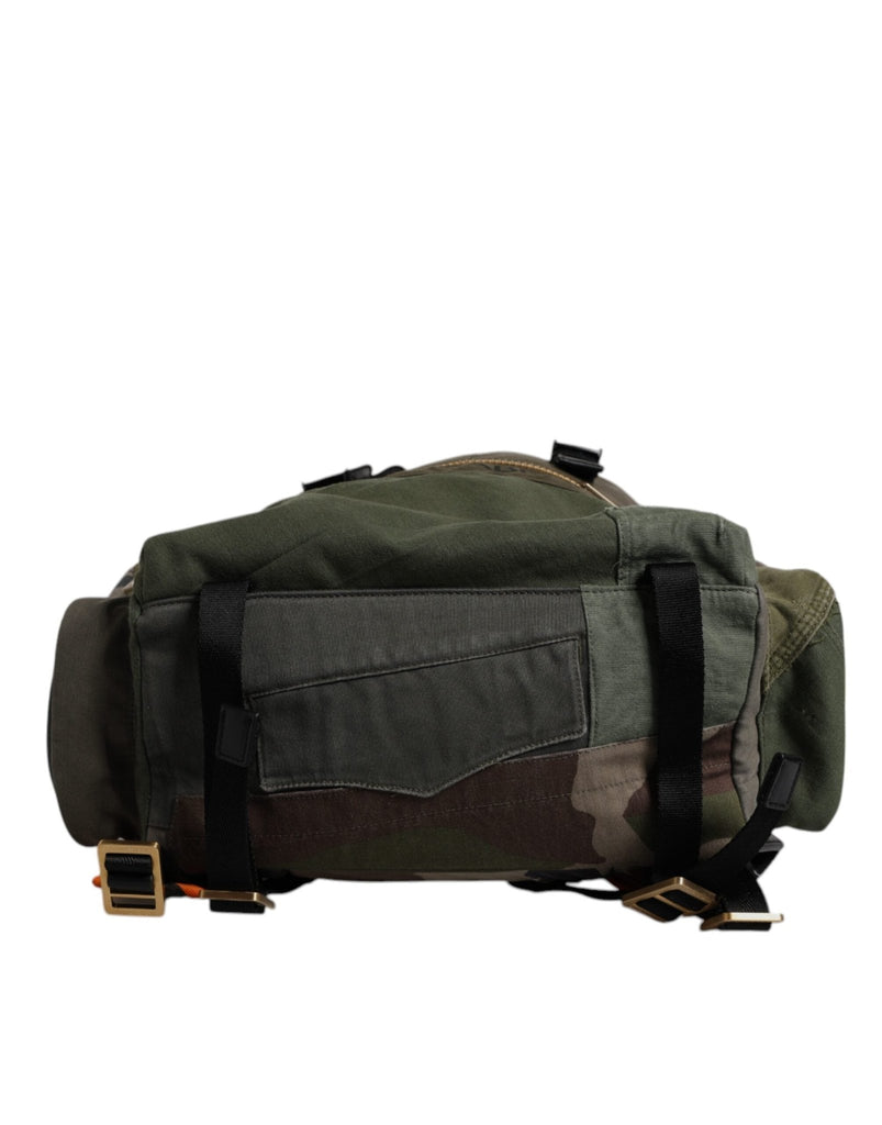 Dolce & Gabbana Military Green Patchwork School Backpack Bag - Beyzy Store - Dolce & Gabbana
