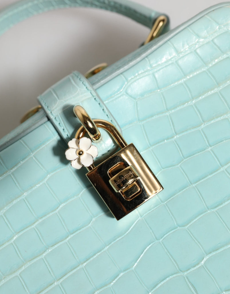 Dolce & Gabbana Mint Green Embossed Leather Padlock Shoulder Bag - Beyzy Store - Dolce & Gabbana