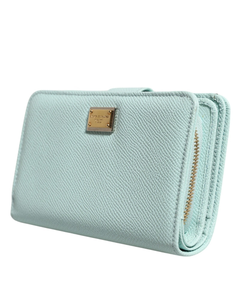 Dolce & Gabbana Mint Green Leather Bifold Continental Clutch Wallet - Beyzy Store - Dolce & Gabbana