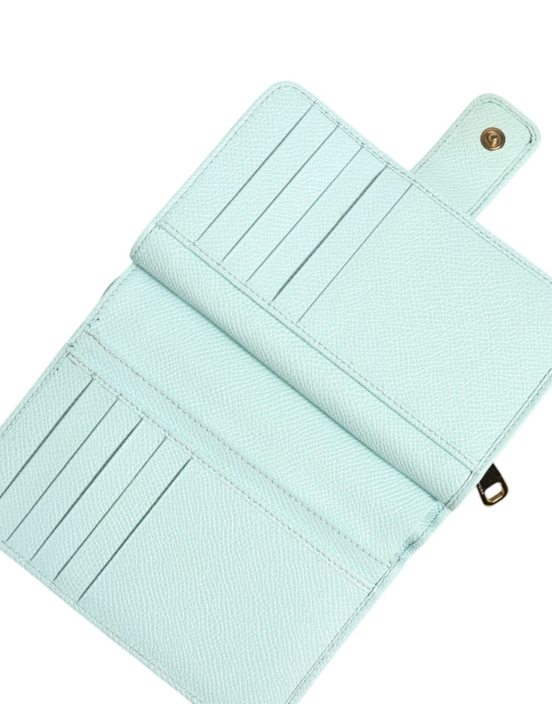 Dolce & Gabbana Mint Green Leather Bifold Continental Clutch Wallet - Beyzy Store - Dolce & Gabbana