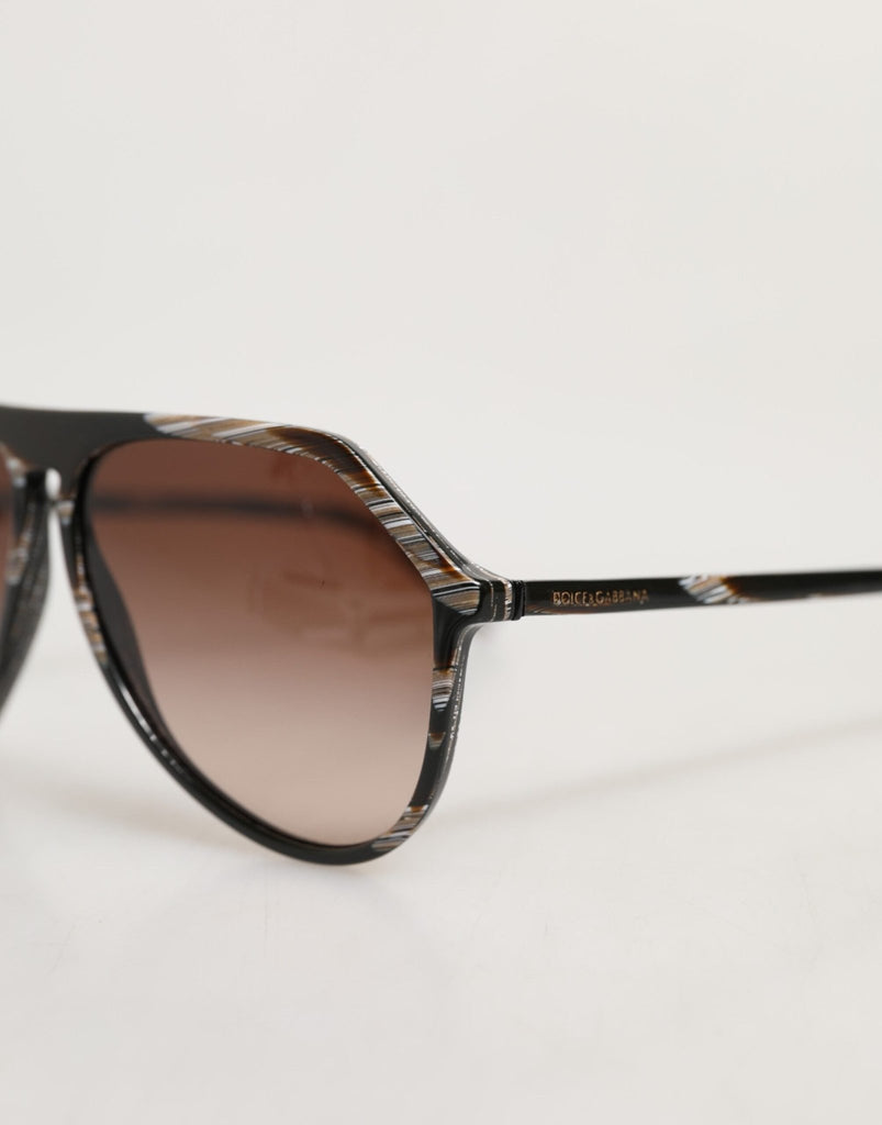 Dolce & Gabbana Modified Aviator Striped Brown Acetate Gradient Sunglasses - Beyzy Store - Dolce & Gabbana