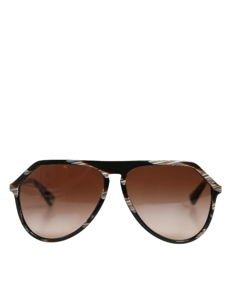 Dolce & Gabbana Modified Aviator Striped Brown Acetate Gradient Sunglasses - Beyzy Store - Dolce & Gabbana
