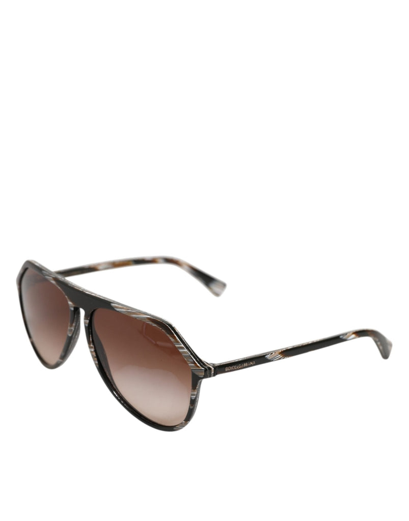 Dolce & Gabbana Modified Aviator Striped Brown Acetate Gradient Sunglasses - Beyzy Store - Dolce & Gabbana