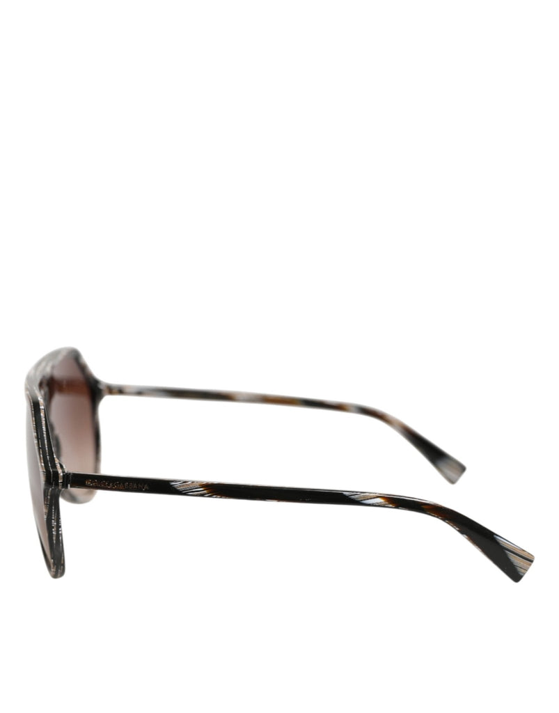 Dolce & Gabbana Modified Aviator Striped Brown Acetate Gradient Sunglasses - Beyzy Store - Dolce & Gabbana